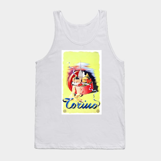 Vintage Travel Poster Italy Torino Tank Top by vintagetreasure